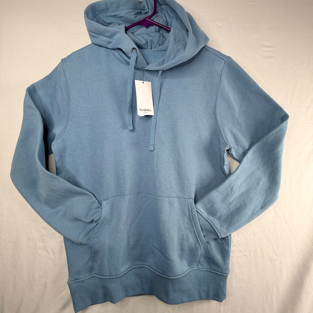 Goodfellow & Co Mens Fleece Hoodie Light Blue Long Sleeve Sweatshirt Medium NWT